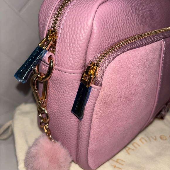 Pom Pom Pompom London pink suede Original Plus Crossbody Bag purse BCA 2025 NEW - Picture 2 of 7